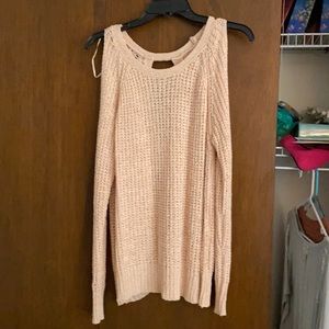 Off the shoulder pink sweater